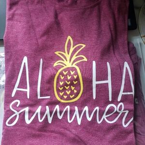 Aloha summer tshirt wine red
